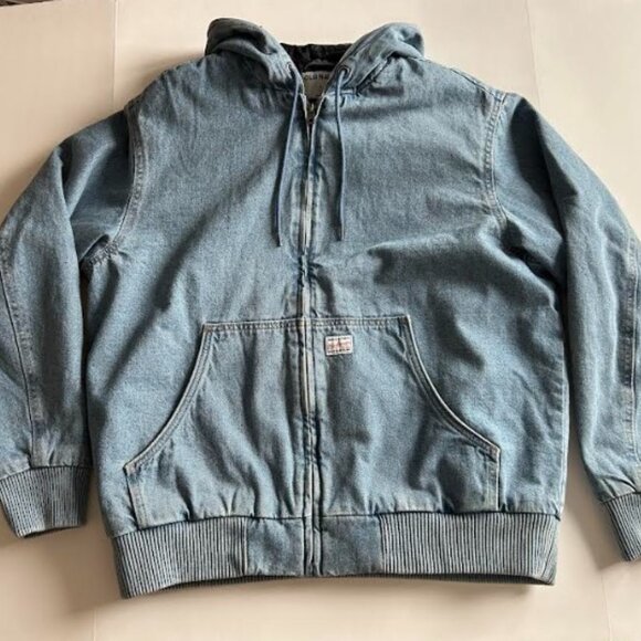 Old Navy Oversized Denim Zip Hoodie Medium Wash Lined M - Picture 5 of 12